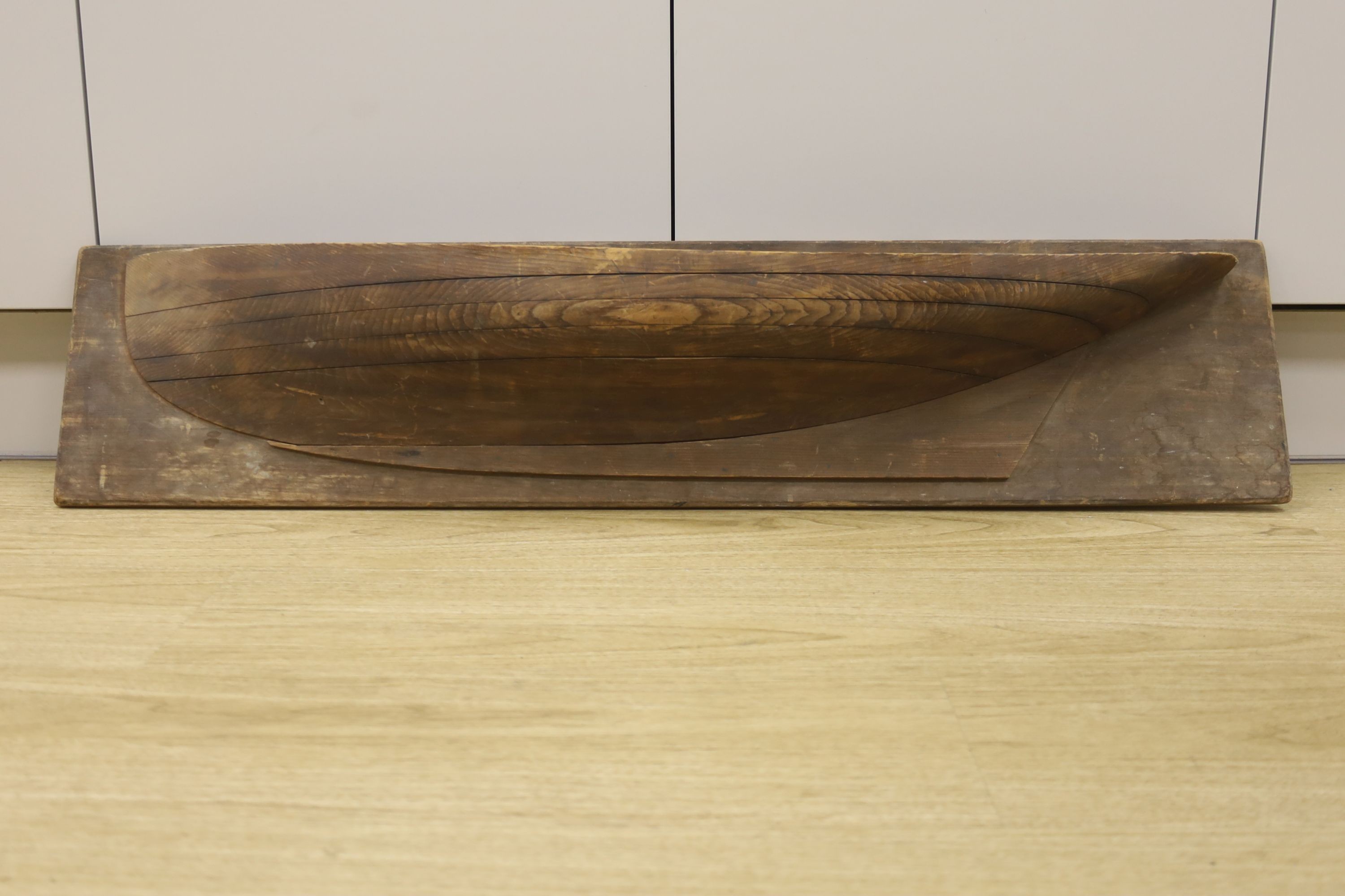 A pine half hull wall-hanging model boat 102cm